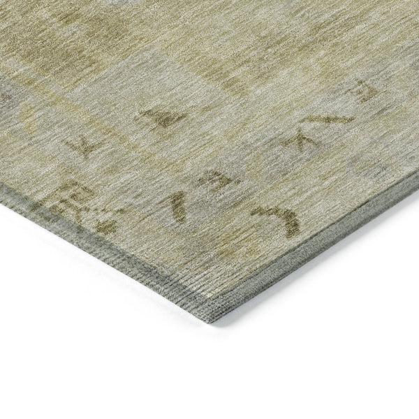 HomeRoots 8' Gold and Beige Round Medallion Area Rug - Durable, Washable for Indoor & Outdoor Spaces! 625854