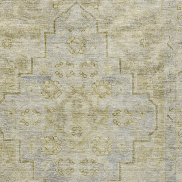 HomeRoots 10' Stylish Gold and Beige Medallion Washable Area Rug for Indoor Outdoor High-Traffic Spaces 625857