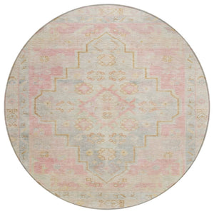 HomeRoots 8' Pink and Ivory Round Medallion Rug - Washable, Durable, Stylish Area Rug for Indoor & Outdoor Use 625866