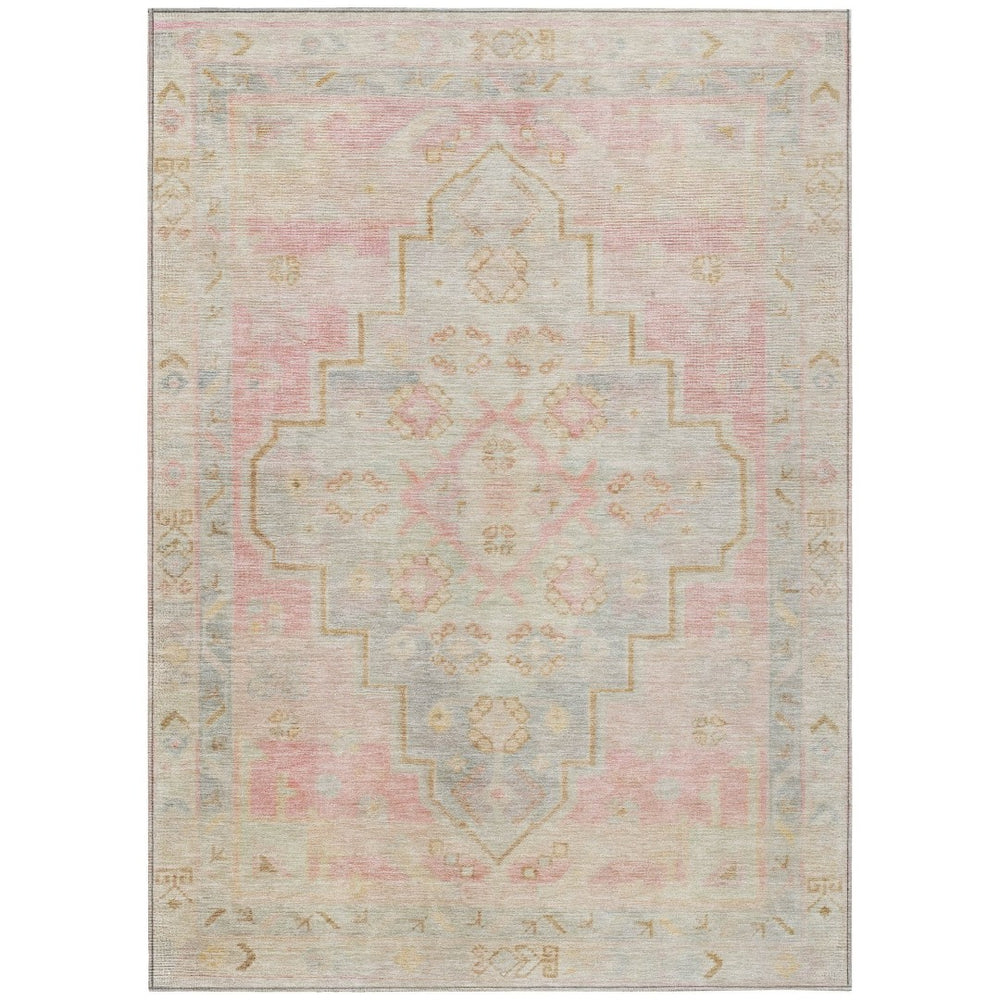HomeRoots 9' X 12' Pink Medallion Indoor Outdoor Area Rug - Stylish, Washable, Durable, Perfect for Any Space! 625868