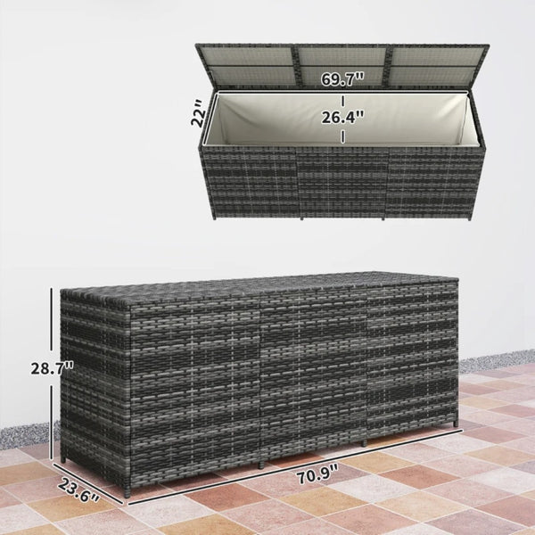 English Elm Garden Pe Rattan Wicker Outdoor Deck Box 175 Gallon Waterproof Patio Storage T3971P503388