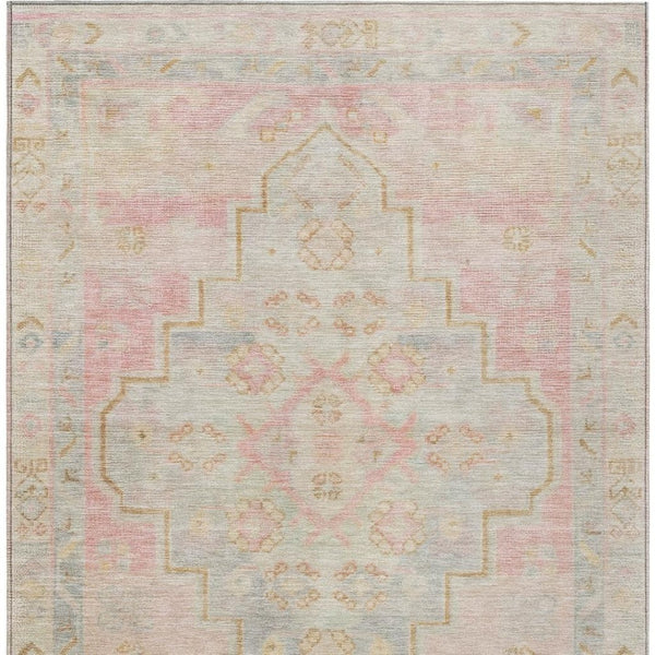 HomeRoots 10' Pink and Ivory Medallion Area Rug – Washable, Durable for Indoor & Outdoor Spaces, Stylish Design 625869