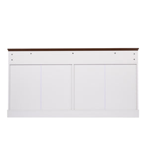 English Elm 63" Fluted Sideboard Buffet Cabinet with Coffee Bar Storage, 4 Doors 3 Drawers, Smooth Silent Slides White W2917P319113