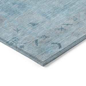 HomeRoots 9' X 12' Sky Blue & Gray Medallion Area Rug – Washable, Durable, Perfect for Indoor & Outdoor Use! 625874
