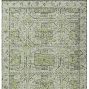 HomeRoots 5' X 8' Artichoke Green & Gray Geometric Rug - Machine Washable, Stylish for Indoor & Outdoor Use 625877
