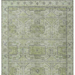 HomeRoots 5' X 8' Artichoke Green & Gray Geometric Rug - Machine Washable, Stylish for Indoor & Outdoor Use 625877