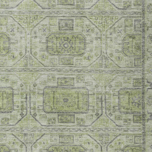 HomeRoots 5' X 8' Artichoke Green & Gray Geometric Rug - Machine Washable, Stylish for Indoor & Outdoor Use 625877