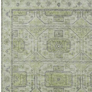 HomeRoots 8' Modern Artichoke Green & Gray Geometric Area Rug - Washable, Durable for Indoor & Outdoor Use! 625879