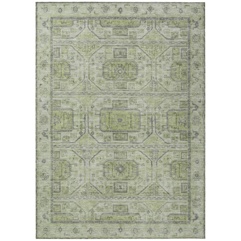 HomeRoots 9' Geometric Artichoke Green and Gray Washable Area Rug - Durable, Stylish for Indoor & Outdoor Spaces 625880