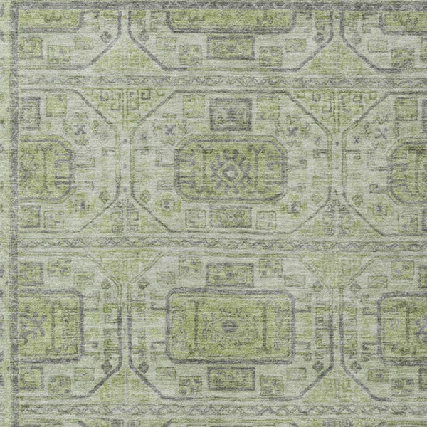 HomeRoots 9' Geometric Artichoke Green and Gray Washable Area Rug - Durable, Stylish for Indoor & Outdoor Spaces 625880