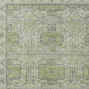 HomeRoots 10' Stylish Artichoke Green & Gray Geometric Washable Area Rug for Indoor/Outdoor Use, Durable & Easy-Care 625881