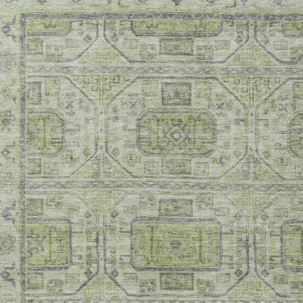 HomeRoots 10' Stylish Artichoke Green & Gray Geometric Washable Area Rug for Indoor/Outdoor Use, Durable & Easy-Care 625881