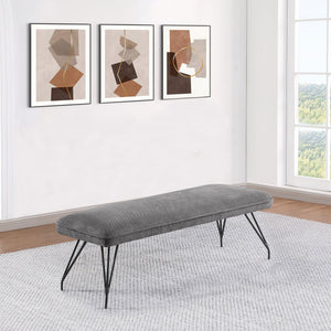 English Elm Kailea Grey Upholstered Dining Bench with Foam Comfort, Vintage Hairpin Legs for Small Spaces B062P299823