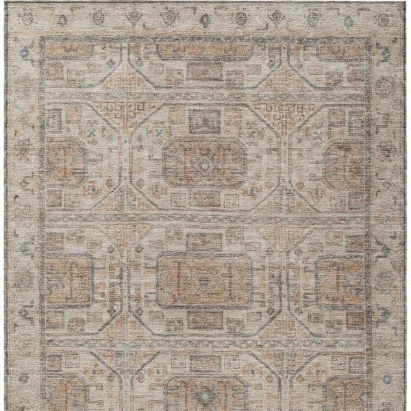 HomeRoots 5' X 8' Beige Brown Geometric Rug - Washable Indoor Outdoor Design for Easy Care & Modern Style 625883