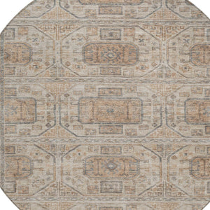 HomeRoots 8' Beige and Brown Round Geometric Area Rug - Washable, Durable Design for Indoor & Outdoor Use 625884