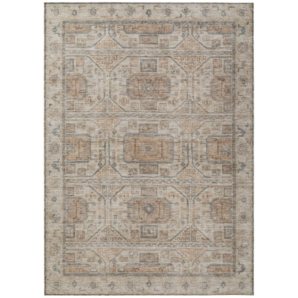 HomeRoots 8' X 10' Beige and Brown Geometric Washable Area Rug - Stylish, Stain-Resistant, Indoor/Outdoor Versatility 625885