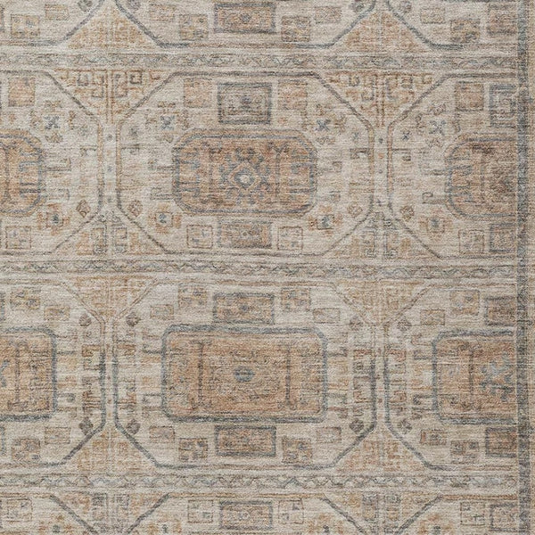 HomeRoots 9' X 12' Beige and Brown Geometric Area Rug – Stylish, Washable, Indoor/Outdoor for Modern Spaces 625886