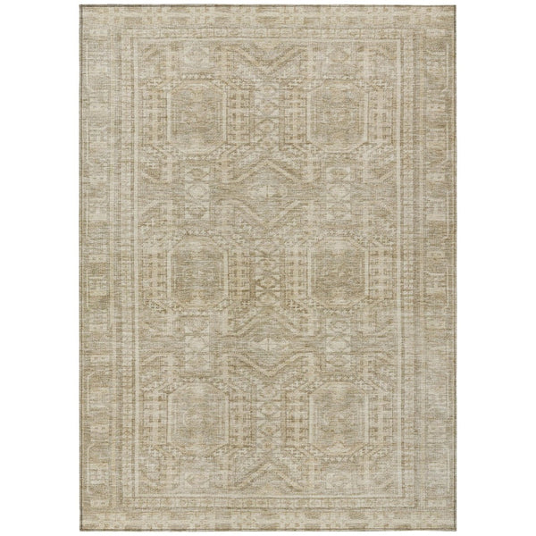 HomeRoots 5' X 8' Beige And Ivory Geometric Area Rug – Washable, Versatile Design for Indoor & Outdoor Spaces 625895