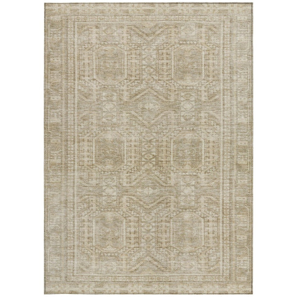HomeRoots 5' X 8' Beige And Ivory Geometric Area Rug – Washable, Versatile Design for Indoor & Outdoor Spaces 625895