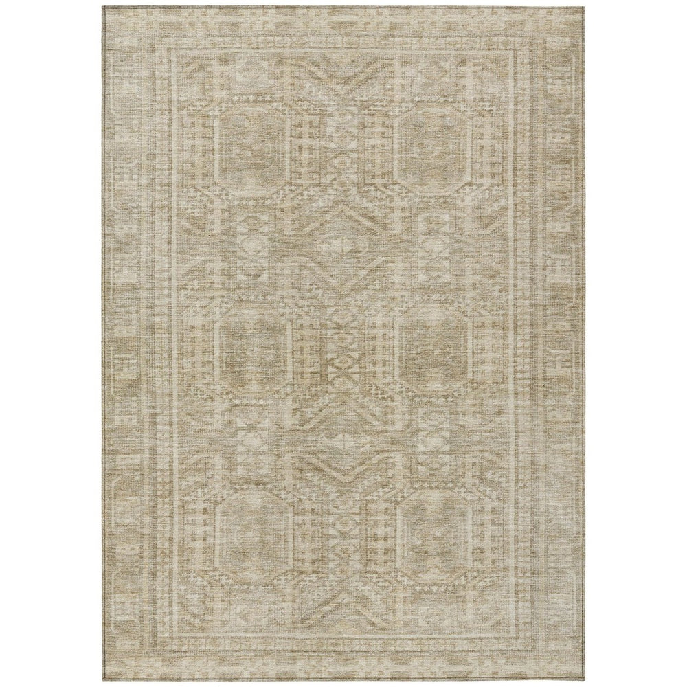 HomeRoots 10' X 14' Beige and Ivory Geometric Washable Area Rug – Stylish, Durable, Indoor & Outdoor Versatile Design 625899