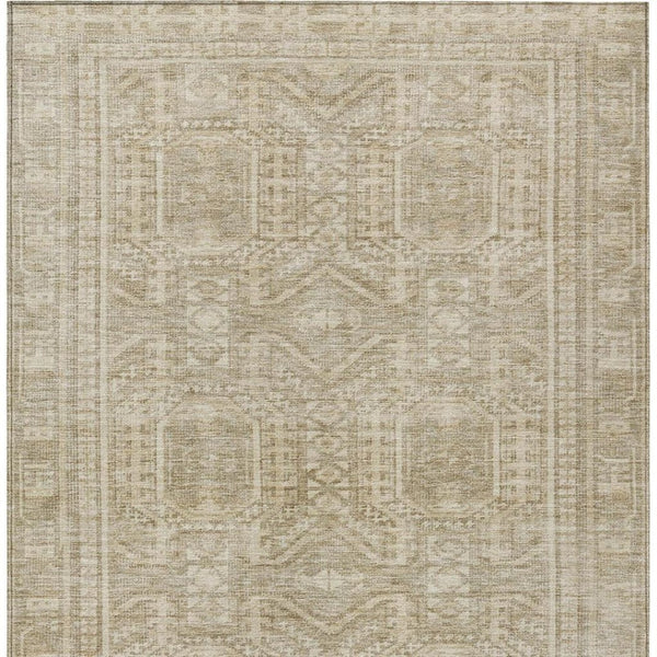 HomeRoots 10' X 14' Beige and Ivory Geometric Washable Area Rug – Stylish, Durable, Indoor & Outdoor Versatile Design 625899