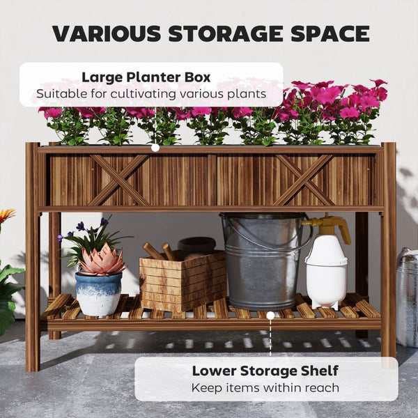 English Elm Outdoor Raised Planter Box with Drainage Reservoir for Herbs Vegetables Balcony T3971P422332