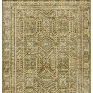 HomeRoots 5' Khaki and Beige Geometric Indoor Outdoor Area Rug - Modern, Durable, Washable, Versatile Design 625907