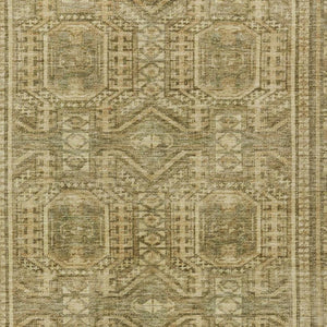 HomeRoots 5' Khaki and Beige Geometric Indoor Outdoor Area Rug - Modern, Durable, Washable, Versatile Design 625907