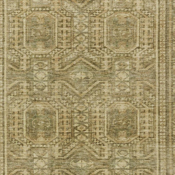HomeRoots 5' Khaki and Beige Geometric Indoor Outdoor Area Rug - Modern, Durable, Washable, Versatile Design 625907