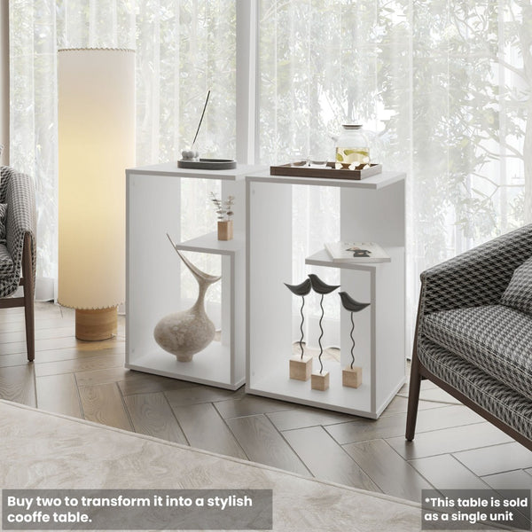 English Elm Vega Modern Melamine Side Table With Open Storage - Compact, Stylish & Easy To Assemble For Any Room B128P287506-GIGA