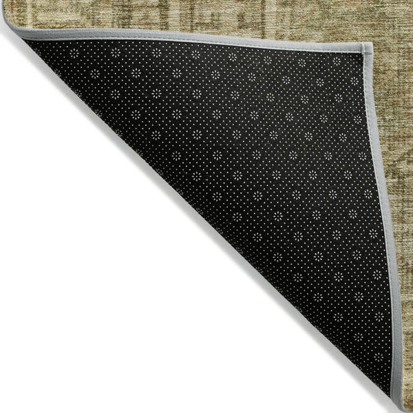 HomeRoots 9' X 12' Khaki & Beige Geometric Washable Rug – Durable Indoor/Outdoor, Soft, Modern Design, Easy Care 625910