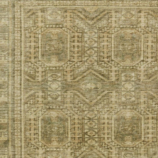 HomeRoots 9' X 12' Khaki & Beige Geometric Washable Rug – Durable Indoor/Outdoor, Soft, Modern Design, Easy Care 625910