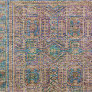 HomeRoots 5' X 8' Vibrant Orange and Teal Blue Geometric Washable Area Rug for Indoor and Outdoor Spaces 625913
