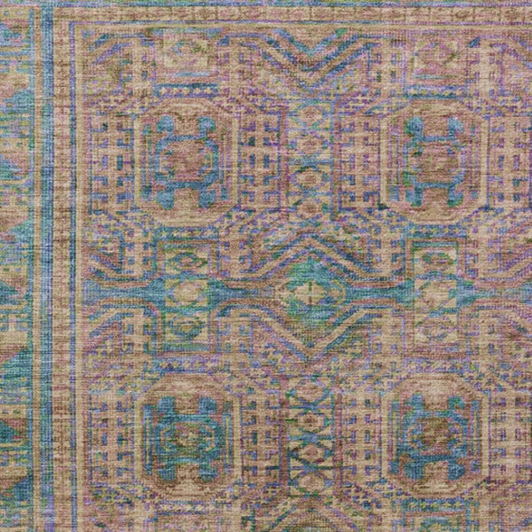 HomeRoots 5' X 8' Vibrant Orange and Teal Blue Geometric Washable Area Rug for Indoor and Outdoor Spaces 625913