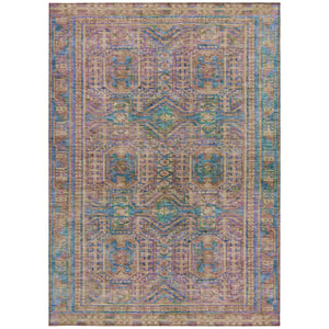HomeRoots 5' X 8' Vibrant Orange and Teal Blue Geometric Washable Area Rug for Indoor and Outdoor Spaces 625913