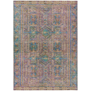 HomeRoots 5' X 8' Vibrant Orange and Teal Blue Geometric Washable Area Rug for Indoor and Outdoor Spaces 625913