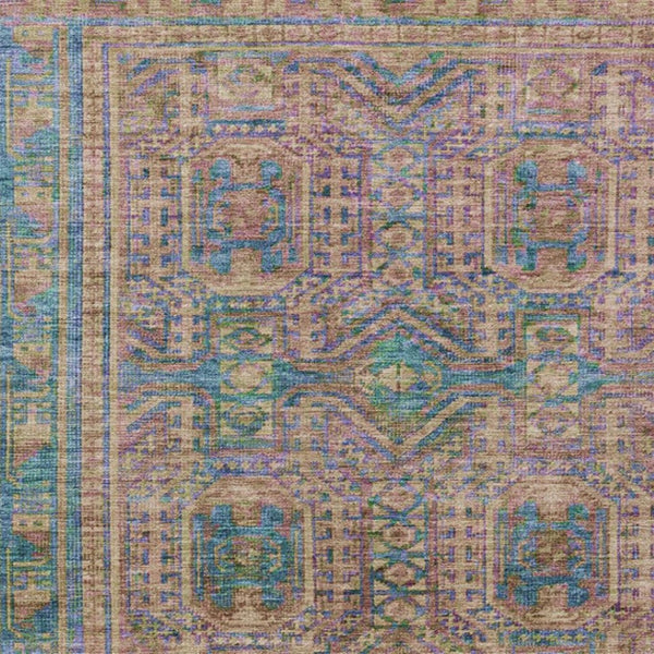 HomeRoots 8' X 10' Vibrant Orange and Teal Geometric Area Rug - Stylish Washable Indoor/Outdoor Decor Solution 625915