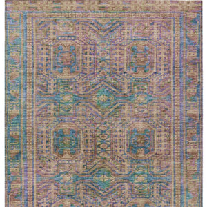 HomeRoots 8' X 10' Vibrant Orange and Teal Geometric Area Rug - Stylish Washable Indoor/Outdoor Decor Solution 625915