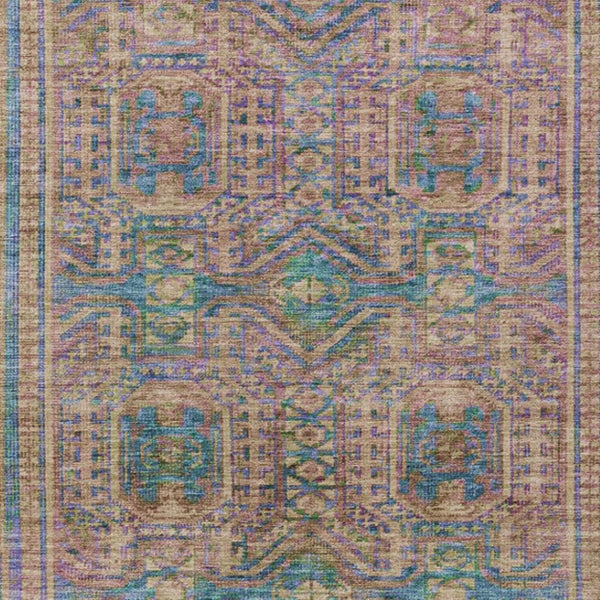 HomeRoots 9' X 12' Vibrant Orange and Teal Geometric Area Rug - Washable, Durable for Indoor & Outdoor Use 625916