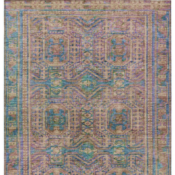 HomeRoots 9' X 12' Vibrant Orange and Teal Geometric Area Rug - Washable, Durable for Indoor & Outdoor Use 625916
