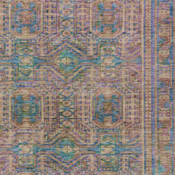 HomeRoots 10' Vibrant Orange and Teal Geometric Washable Area Rug for Indoor and Outdoor Use, Easy Care 625917