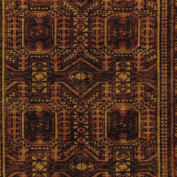 HomeRoots 5' X 8' Washable Rust and Gold Geometric Area Rug for Indoor/Outdoor Living, Durable & Stylish! 625919