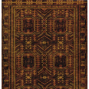 HomeRoots 5' X 8' Washable Rust and Gold Geometric Area Rug for Indoor/Outdoor Living, Durable & Stylish! 625919