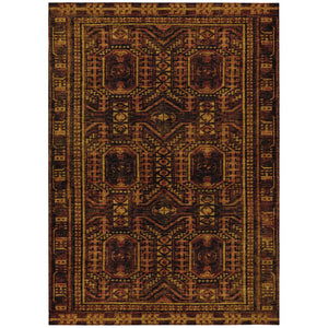 HomeRoots 5' X 8' Washable Rust and Gold Geometric Area Rug for Indoor/Outdoor Living, Durable & Stylish! 625919