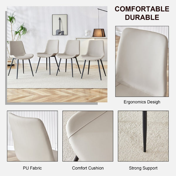 English Elm Table 5-Piece Dining Set: Luxurious Sintered Stone Top With 4 Ergonomic Warm Gray Pu Chairs For Comfort W1151S04205-GIGA