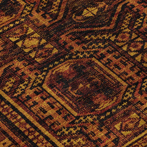 HomeRoots 8' Rust and Gold Round Geometric Area Rug – Stylish, Durable, Washable for Indoor and Outdoor Use! 625920