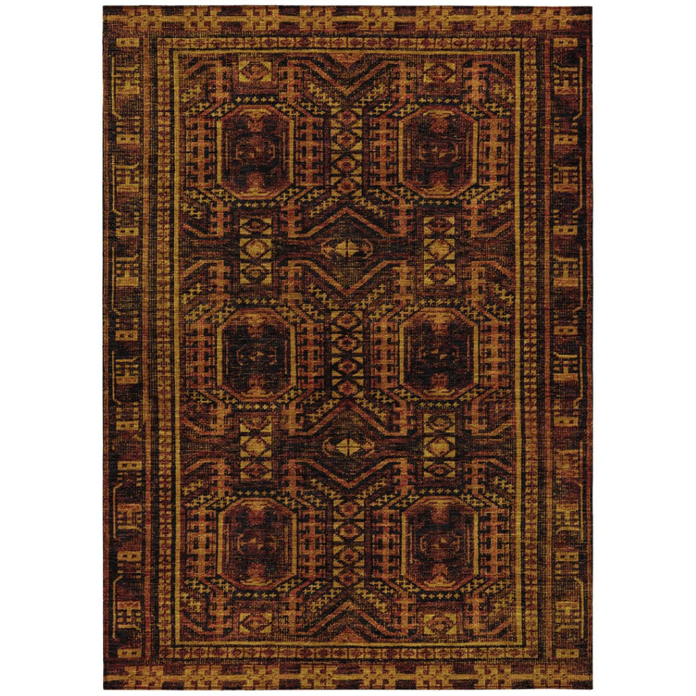 HomeRoots 8' X 10' Stylish Rust and Gold Geometric Area Rug – Washable, Durable for Indoor & Outdoor Use! 625921