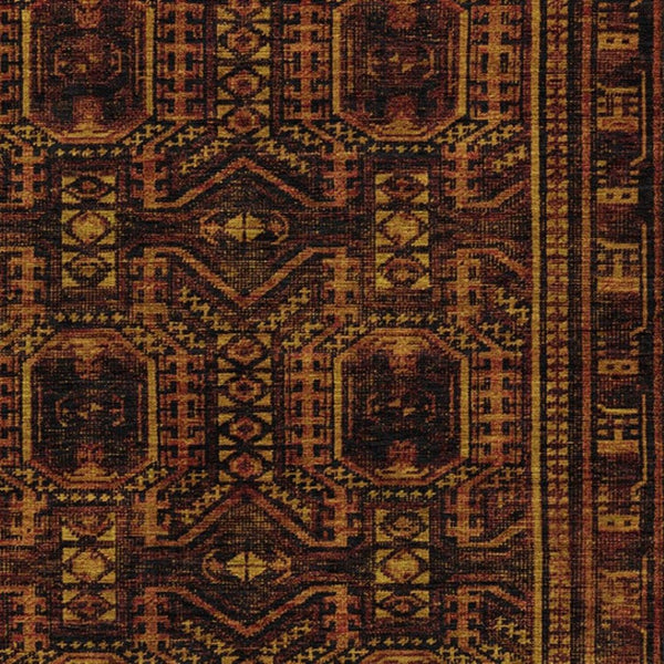 HomeRoots 10' X 14' Stylish Rust and Gold Geometric Washable Rug for Indoor/Outdoor Use - Durable Design! 625923