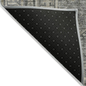 HomeRoots 8' Stylish Pewter and Beige Round Geometric Indoor Outdoor Area Rug - Durable, Washable, Versatile! 625926