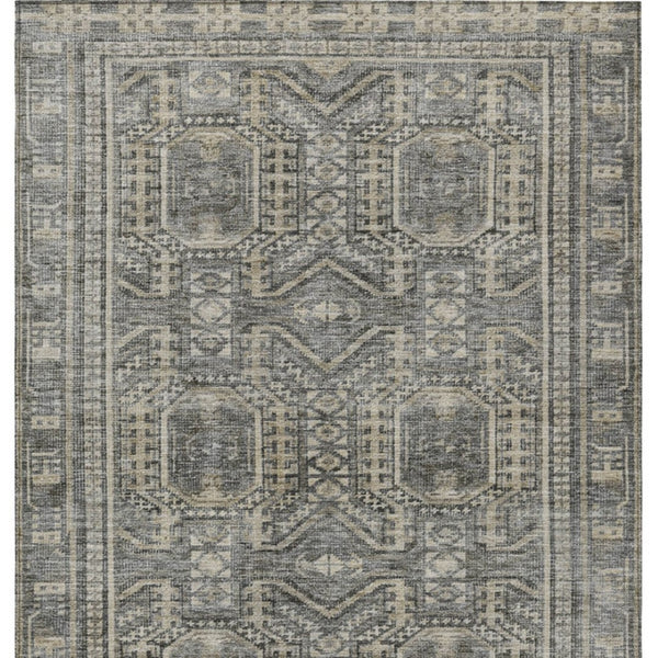 HomeRoots 8' X 10' Stylish Pewter and Beige Geometric Indoor-Outdoor Area Rug – Washable, Durable, Versatile! 625927